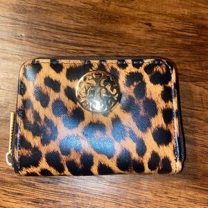 Leopard Print  card Wallet with Gold Accent